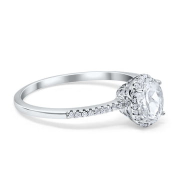 Halo Fashion Ring Oval Simulated Cubic Zirconia Accent 925 Sterling Silver